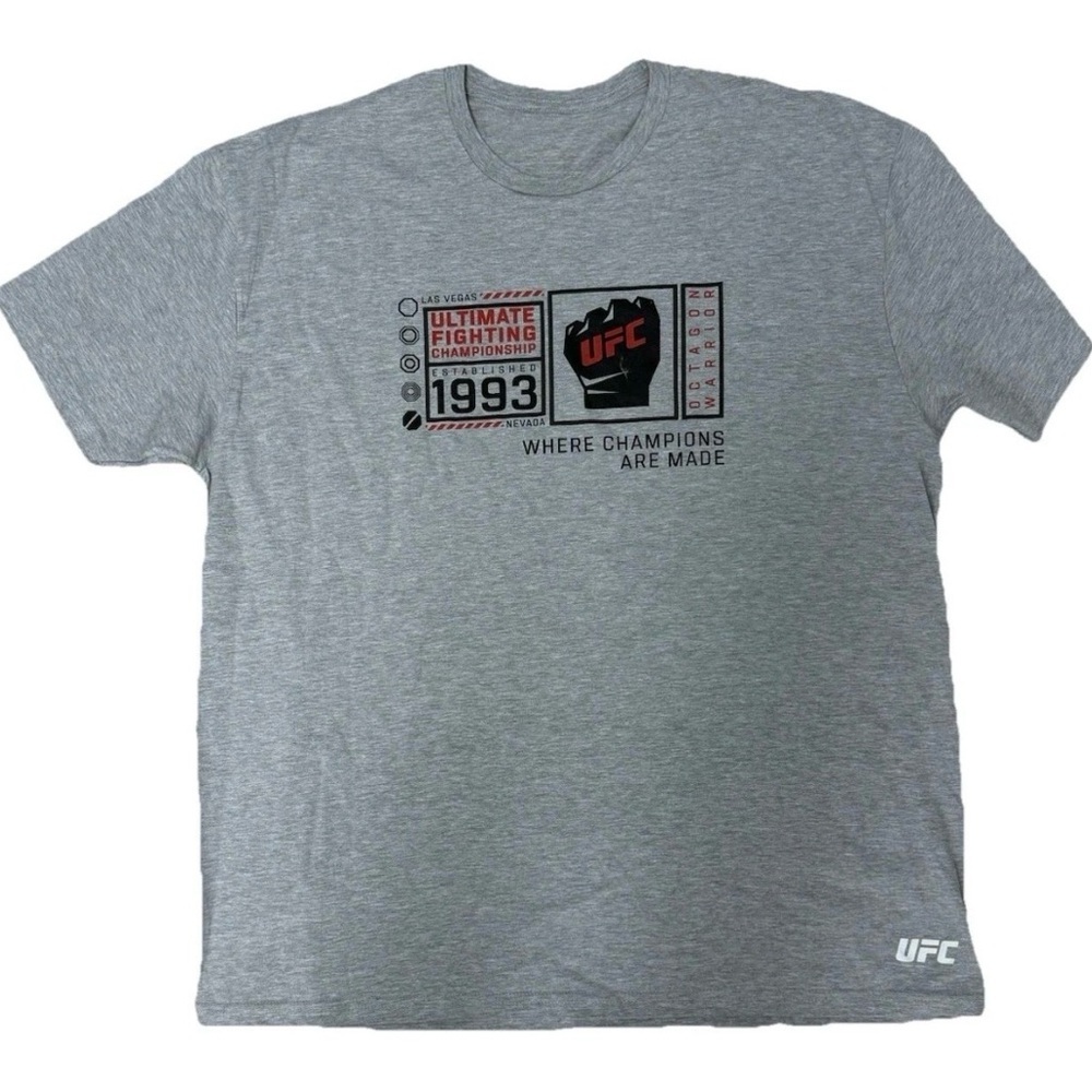NWT UFC T-Shirt Mens Gray Graphic Tee Cotton Official Licensed Item Fights